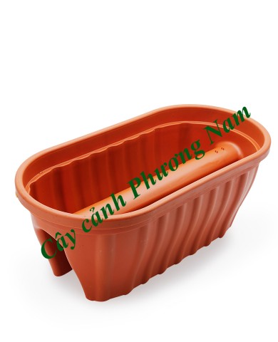 Chậu nhựa lan can 60 x 30 cm (cam)